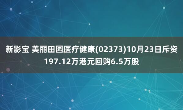 新影宝 美丽田园医疗健康(02373)10月23日斥资197.12万港元回购6.5万股